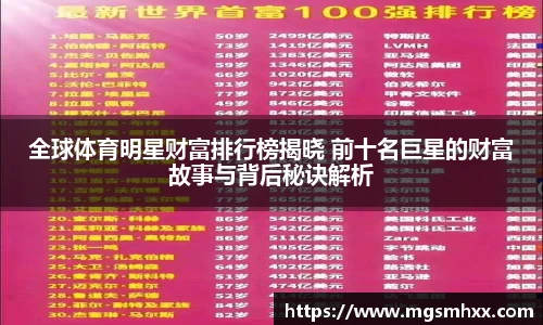 全球体育明星财富排行榜揭晓 前十名巨星的财富故事与背后秘诀解析