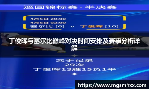 丁俊晖与塞尔比巅峰对决时间安排及赛事分析详解