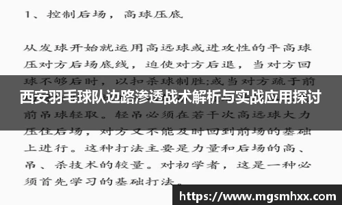 西安羽毛球队边路渗透战术解析与实战应用探讨